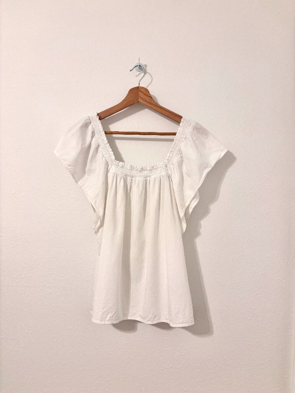 White Flutter-Sleeve Top